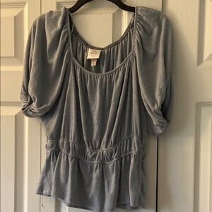 Knox Rose Gray Ruched Peplum Blouse
